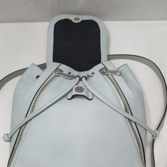 Rebecca Minkoff Sky Blue Pebbled Leather Zipper Drawstring Top Handle Backpack main image 10